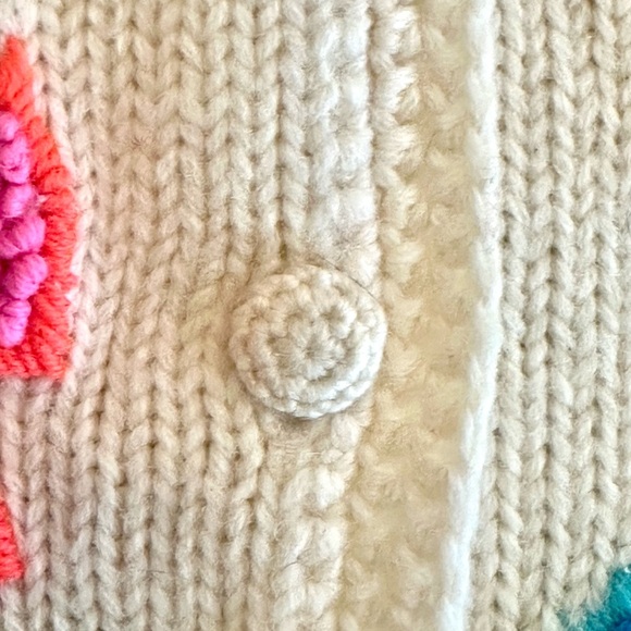 Phil Rose | 1960s Whimsical 3D Flower Knit Wool Sweater Cardigan - Picture 6 of 11